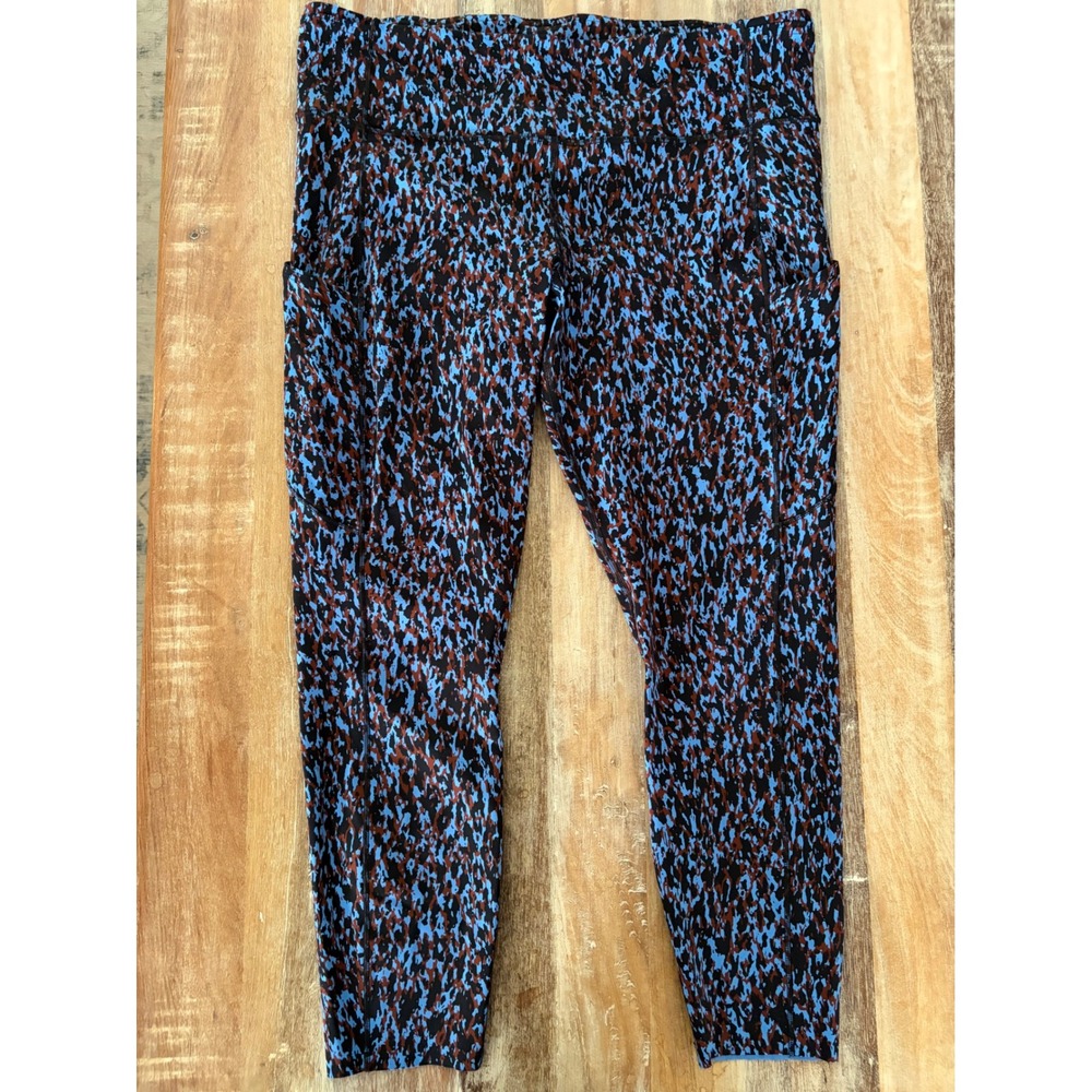 Lululemon Fast and Free 25" Leggings Leopard Camo Blue Brown Multi High Rise 14 - Picture 1 of 12